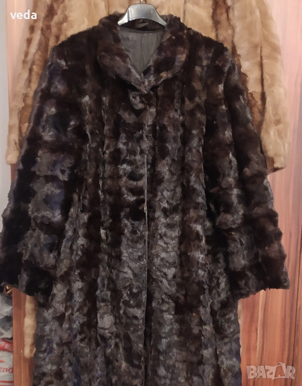 Дълго палто от норка естествен косъм - размер М, снимка 1