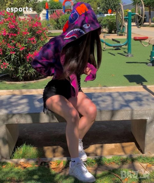 Унисекс суичър суетшърт BAPE A Bathing Ape Purple Shark Camo M L XL лилав, снимка 1