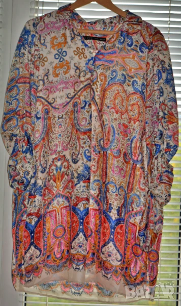 👚 Дамска дълга лятна риза/туника с ярки цветове; Zara; 4XL÷6XL, снимка 1