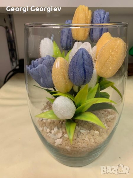 цветя от ароматен глицеринов сапун и Българска роза , снимка 1