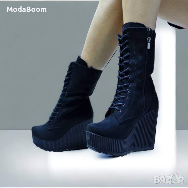 ✨Велурени дамски боти на платформа✨, снимка 1