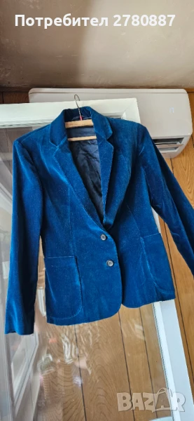 Дамско Синьо велурено сако – цвят кралско синьо ХС -С, снимка 1
