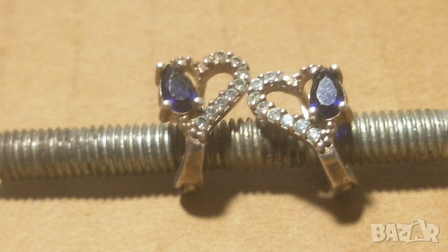 Две сребърни обици 925 със сини камъни, снимка 9 - Обеци - 51509846