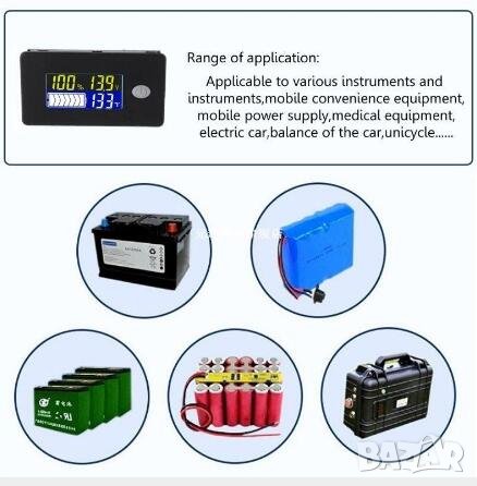 12V Lead-acid lithium battery meter LCD voltmeter temperature meter, снимка 2 - Друга електроника - 32777988