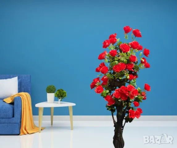 Изкуствено дръвче с червени рози ,1.70 м, снимка 2 - Изкуствени цветя - 49816010