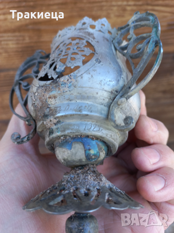 ВЪЗРОЖДЕНСКО СРЕБЪРНО КАНДИЛО РЕЛИГИЯ, снимка 3 - Антикварни и старинни предмети - 44877276