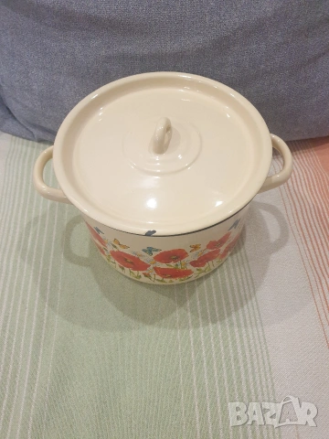 Старо производство емайлирана тенджера, снимка 4 - Съдове за готвене - 53301713