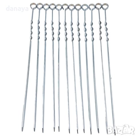 4385 Метални плоски шишове за барбекю шишове за скара, 12 броя, снимка 4 - Прибори за хранене, готвене и сервиране - 43812603