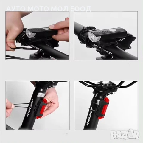 LED Комплект за велосипед, Фар и Стоп Светлина - 800mAh/USB порт., снимка 7 - Аксесоари за велосипеди - 50622232