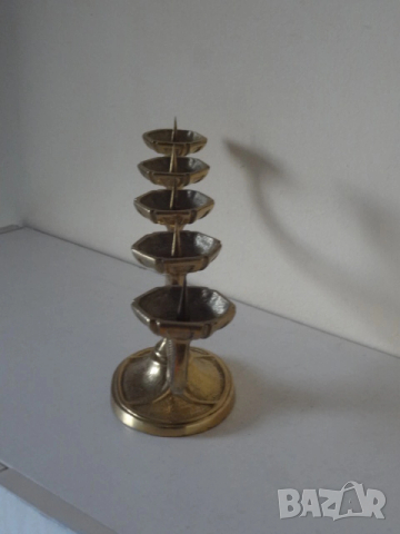 Месингов свещник за 5 бр. свещи от Италия, снимка 15 - Антикварни и старинни предмети - 53079238