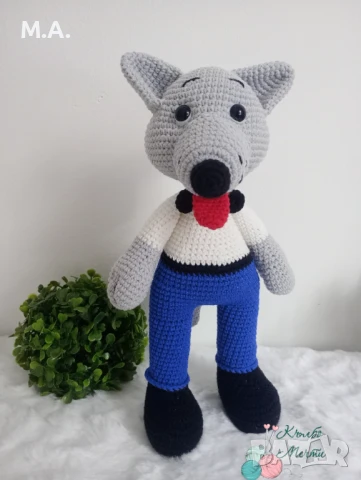 Кума Лиса и кумчо Вълчо - плетени играчки , снимка 5 - Плюшени играчки - 51230686