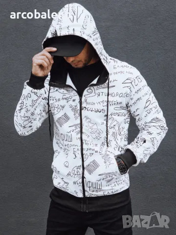 Мъжки суичър с цип и качулка