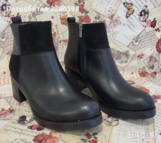 Елегантни дамски боти в черен цвят на ток модел: 741004 black, снимка 4 - Дамски боти - 43098021