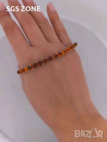 ръчно изработена сребърна гривна с кехлибар, снимка 3 - Гривни - 52586590