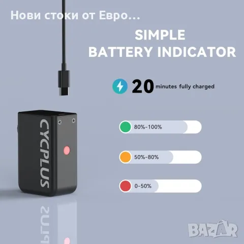 CYCPLUS Малка помпа за велосипеди Преносима Ultra-Mini 100PSI електрич помпа за вел Тип-C акум бат, снимка 5 - Аксесоари за велосипеди - 49845933