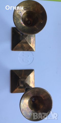 Масивна Двойка свещници , квадратна основа,, снимка 2 - Антикварни и старинни предмети - 28544547