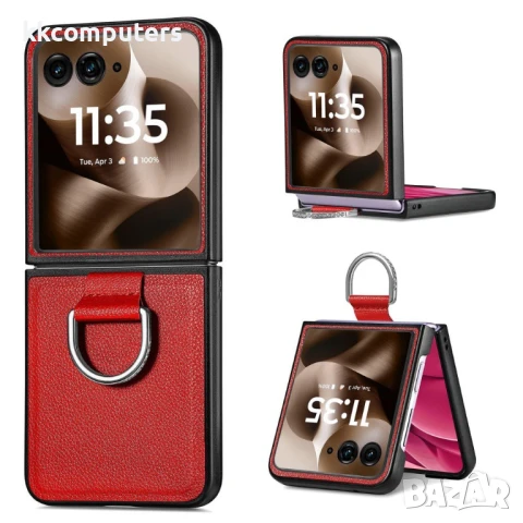 Motorola Razr 60 Ultra 5G Удароустойчив Litchi Texture/ Ring Holder Калъф и Протектор, снимка 5 - Калъфи, кейсове - 50443338