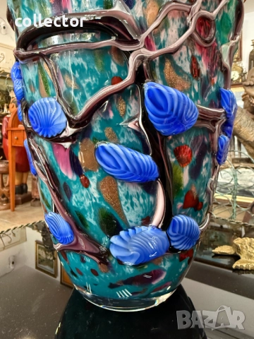 Многоцветна стъклена ваза - Murano. №7382, снимка 4 - Антикварни и старинни предмети - 51879834