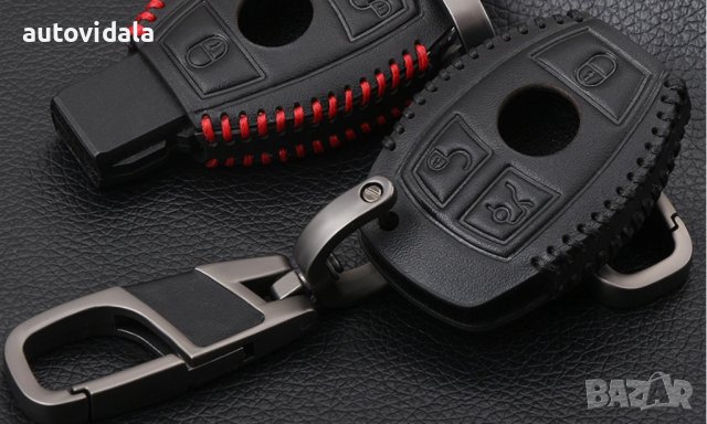 Кожен кейс за ключ мерцедес черен, снимка 3 - Аксесоари и консумативи - 43690531