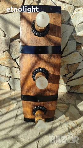 Изработвам полилеи от автентични дъбови бъчви с ръчно изработени дървени чашки и ковано желязо , снимка 3 - Полилеи - 53334357