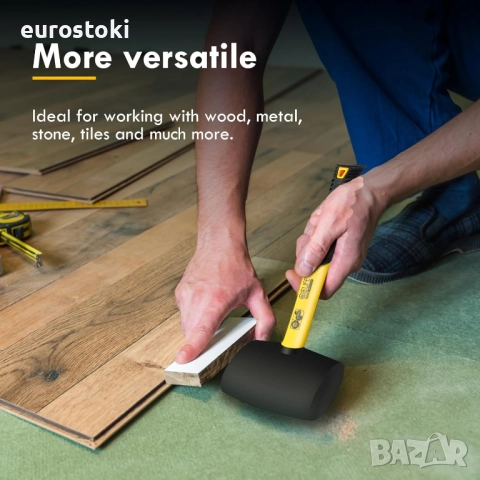 CCLIFE гумен чук, сертифициран от TÜV и GS, гумен чук с две страни за подови настилки и плочки черен, снимка 3 - Други инструменти - 51546130