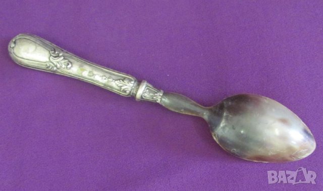 19 век Рогова Лъжица за Сервиране със сребърна дръжка, снимка 3 - Антикварни и старинни предмети - 44028546
