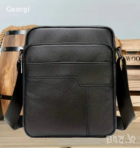 Практична и Елегантна Мъжка чанта (Във варианти Черна ест. и гланцова мека кожа), снимка 2 - Чанти - 49295521