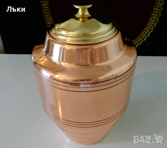 Медна делва,урна,меден съд с капак 2 литра. , снимка 5 - Антикварни и старинни предмети - 51387941