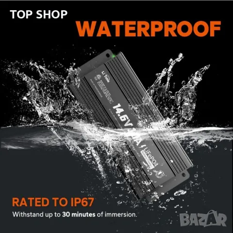 LiTime 12V (14.6V) 10A Зарядно устройство за 12 V литиева батерия IP67 Водоустойчива, снимка 4 - Друга електроника - 48762258