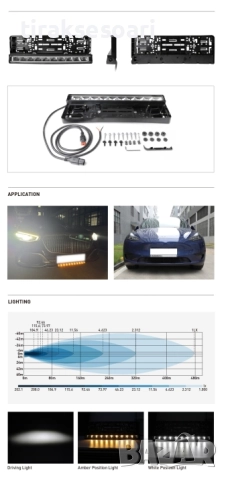 Рамка за Номер с Вграден LED Бар 20" 100W – Бяла/Оранжева Габаритна Светлина, снимка 4 - Аксесоари и консумативи - 52790060