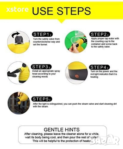 Портативна парочистачка със сменяеми накрайници TV280, снимка 10 - Прахосмукачки - 52796078