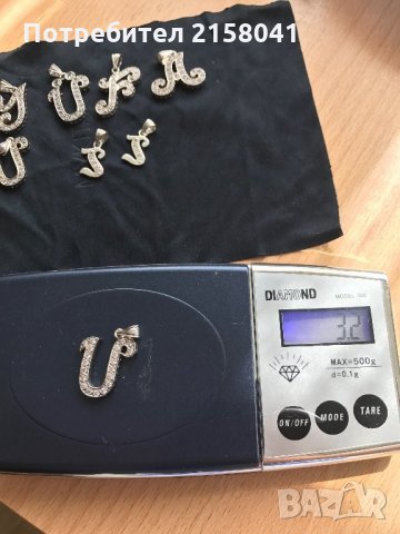 Сребърни букви медальони за колиета синджири с циркони, снимка 2 - Колиета, медальони, синджири - 28304304