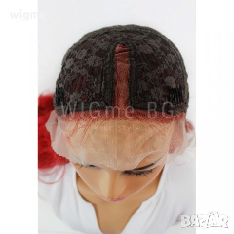 НОВА дълга червена на вълни перука ЛЕЙС ФРОНТ Летиша- ОТЛИЧНО КАЧЕСТВО!, снимка 4 - Аксесоари за коса - 26096385