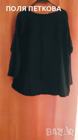 Черна блуза с пухкави сърца, снимка 3 - Блузи с дълъг ръкав и пуловери - 48095281