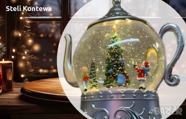 Коледна снежна топка във формата на чайник, снимка 4 - Декорация за дома - 52408310