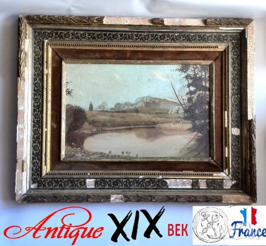 Стара маслена картина от Франция 19 век, снимка 1 - Антикварни и старинни предмети - 38737269