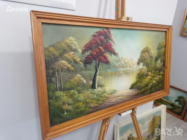 Големи маслени пейзажи (90x50 см) – Старинно излъчване!, снимка 2 - Декорация за дома - 53445361