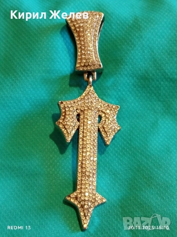 TRAPSTAR медальон сребърно покритие инкрустиран с бели циркониеви камъни 38748