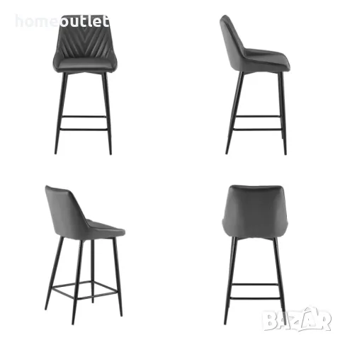 ПРОМОЦИЯ Бар столове с тапицерия от висококачествена PU кожа, к-т от 2бр C-U-BS-C0326GY, снимка 5 - Столове - 49115779