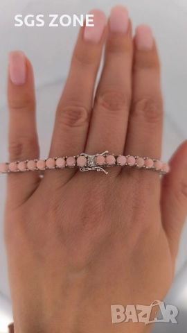 Сребърна гривна с морганит, снимка 9 - Гривни - 52552619