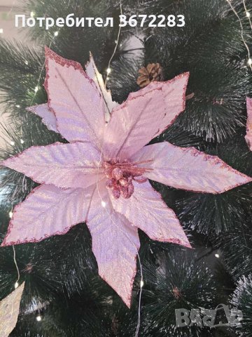 Коледна звезда декорация за елха Pink Christmas, снимка 1 - Декорация за дома - 43500216