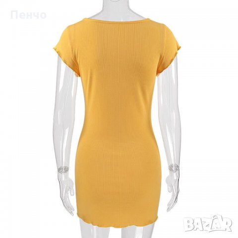 Дамска секси модна стилна красива рокля за жени момичета рокличка дрехи облекло деколте къс ръкав жъ, снимка 12 - Рокли - 28129368