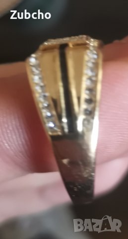 Златен мъжки пръстен с камъни топ 7 грама, снимка 3 - Пръстени - 43879285