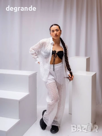 Бял дамски комплект от две части, снимка 5 - Комплекти - 50905773