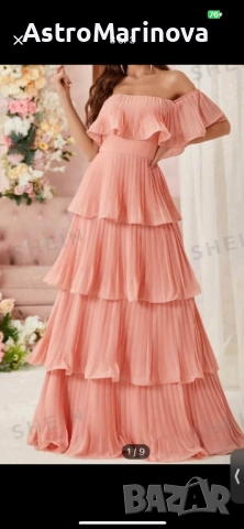 🌸 Елегантна дълга рокля в прасковен цвят – размер L 🌸