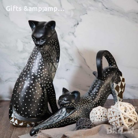 Черна Котка - от полирезин, снимка 1 - Статуетки - 38601685