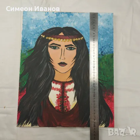 Интересна стара картина на платно SG2010, снимка 8 - Картини - 47576391