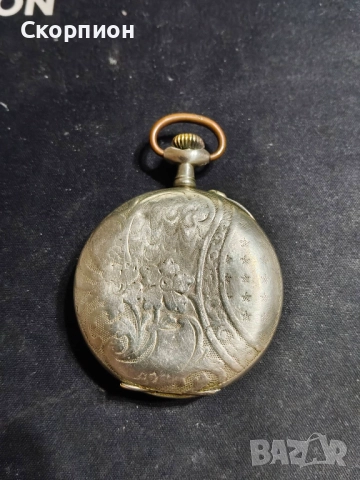 Швейцарски джобен часовник с посребрени капаци 1925г. - 10 РУБИНА, снимка 3 - Джобни - 49866321