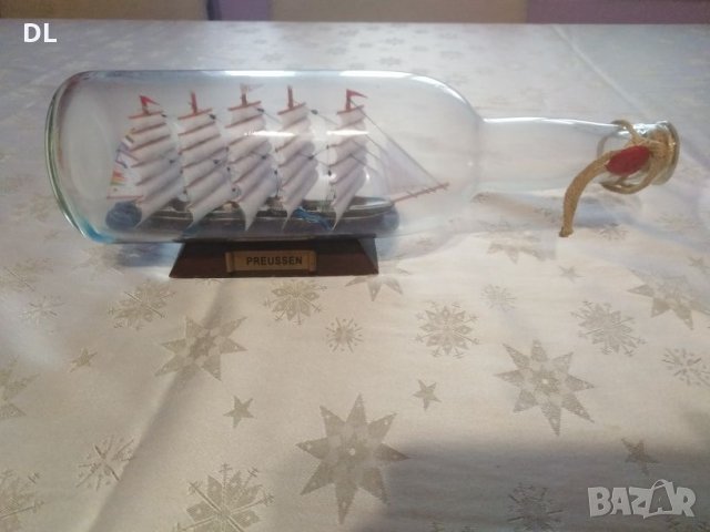 Кораб в бутилка PREUSSEN с 5 мачти, снимка 1 - Антикварни и старинни предмети - 27532334
