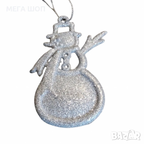 Коледна украса за елха - Блестящ орнамент във формата на снежен човек, снимка 2 - Декорация за дома - 52587127